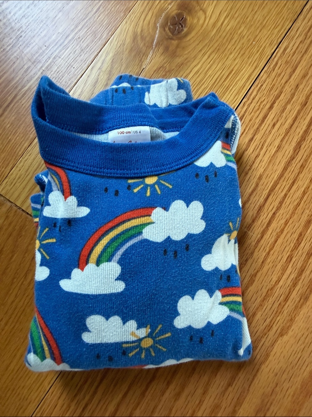 Hanna Andersson 4T Blue Rainbow Cloud Kids Pajama Long John Set…SO cute!!! 🌈
